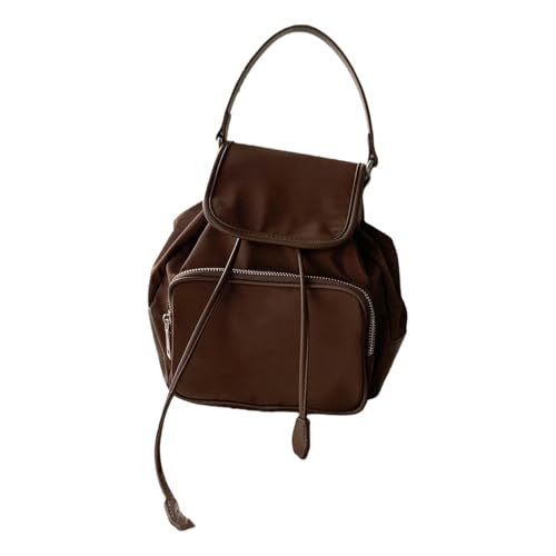 Sac à dos femme café en polyester ergonomique à rabat pour le quotidien