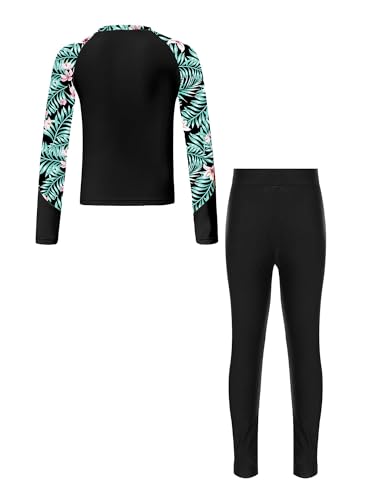 Yartina Kids Girls UPF 50+ Rash Guard Swimwear Full Cover Swimsuit Long Sleeve Swim Shirts with Pants Set2