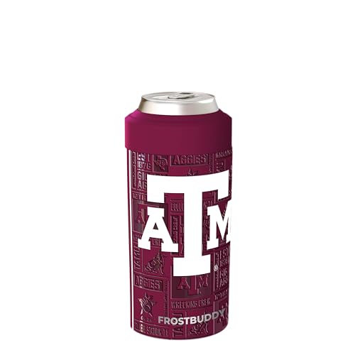 Image of Frost Buddy Universal Can Cooler - Fits 12 & 16 oz (Texas A&M Aggies | 3D) | 20x colder, cold up to 24 hrs | Fits slim cans & bottles | Sleek, lightweight design | No sweat, no condensation