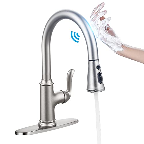 Djs Kitchen Faucet With Pull Down Sprayer, Single Handle Stainless Steel Pull Out Kitchen Sink Faucet, Brushed Nickel (Brushed Nickel, Sensor) Djs-Pk-009N-Sensor-Dp #TOP3