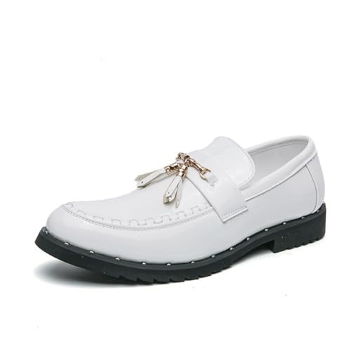 CHUUMEE Men's Casual Driving Shoes Patent Leather Tassel Loafers Non-Slip Penny Formal Tuxedo Shoes Business Party Leather Shoes
