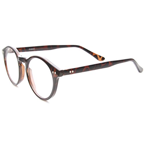 Óculos de sol vintage com lentes transparentes, pequenos círculos, redondos, Dark Tortoise, One-Size