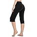 RIMLESS 7 Women's Capri Pants with Pockets Lounge Crop Yoga Pants Tummy Control Stretch Workout High Waist Athletic Pants P03-Black-M