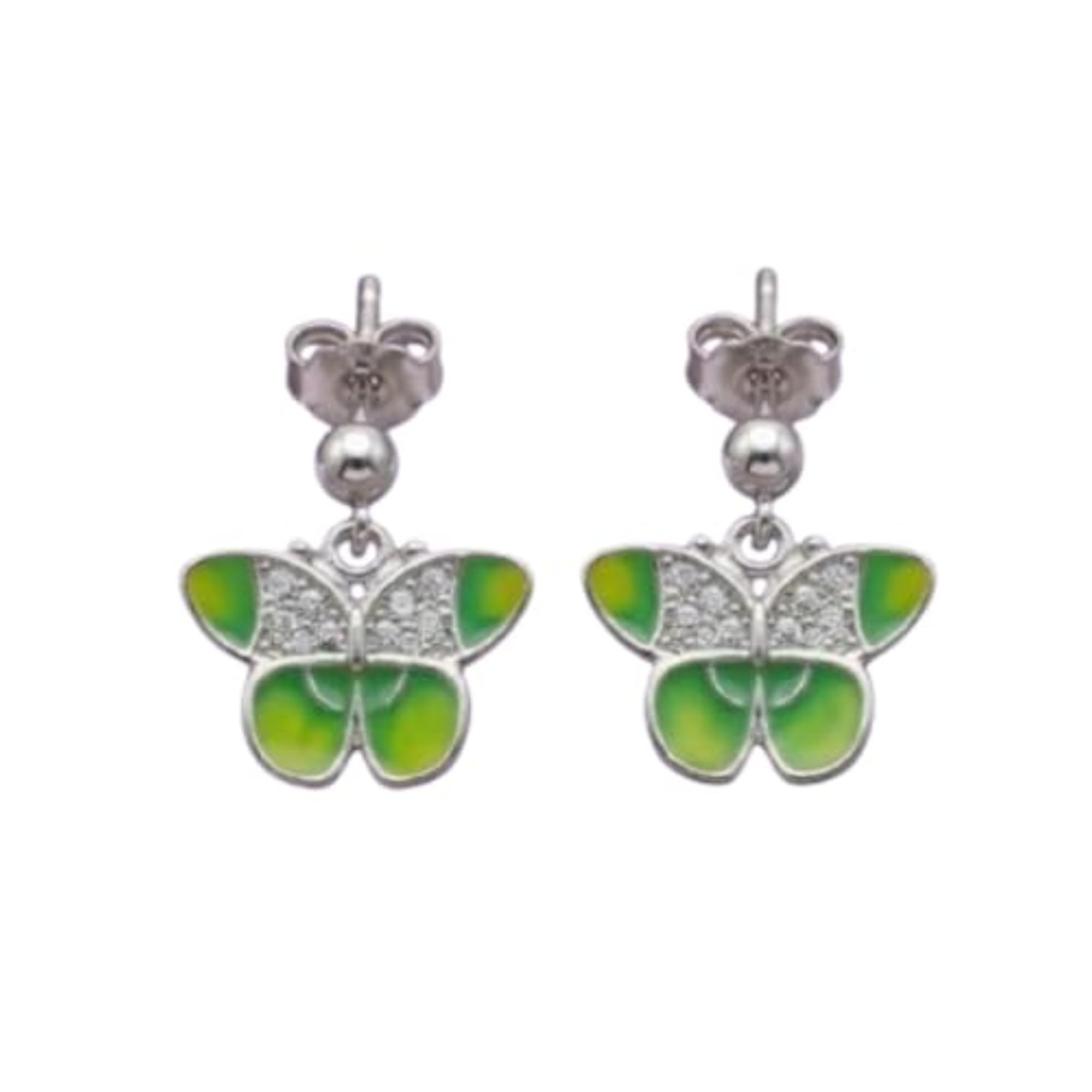 Charming Green Enamel Drop Earrings, Elegant Design