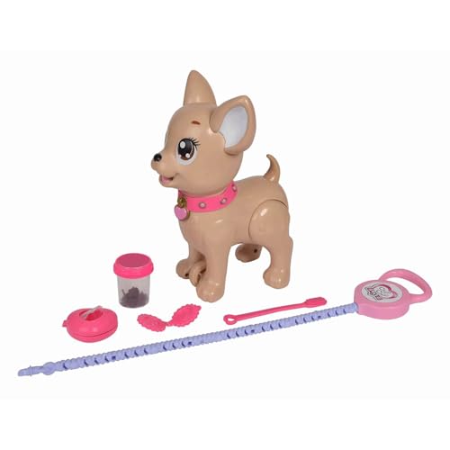Simba 105893264 - Chichi Love PooPoo Puppy Chihuahua Spielzeug Hündchen aus Kunststoff, zum Gassi gehen, inklusive Leine, Leckerlis und Zubehör, für Kinder ab 3 Jahren