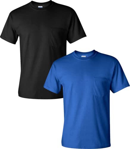 T-shirts en coton anti-déformation Gildan M poche poitrine lot de 2