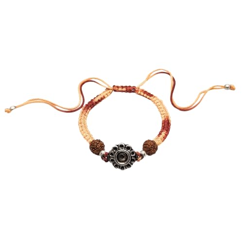 DARSHRAJ 925 Sterling Silver Bracelet|Nazariya For Boys|Men|Women|Girls Handmade Thread Bracelet (Silver oxidised Flower With Rudraksh) (B07TJZGVSC) Amazon Price History, Amazon Price Tracker