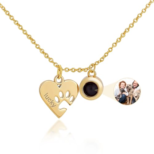 Personalized Projection Necklace with Custom Photo Pendant - Best Gift for Mom, Wife, Girlfriend, or Memorial - Mother's Day, Valentine's Day, Birthday Jewelry Gift loss dog pet Memorial Wedding, Bridesmaid & Groomsman Gifts