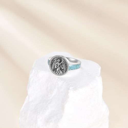 925 Sterling Silver St. Michael/Benedict/Compass/Tree of Life The Great Protector Archangel Defeating Satan Religious Amulet Signet Ring Saint Jewelry Gifts for Men Women2