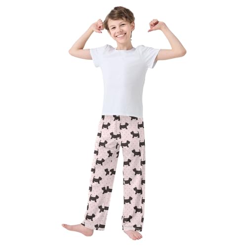 ZZKKO Scottish Terrier Dogs Polka Dots Boys Pants for Kids Jogger Pants with Pockets S-XL2