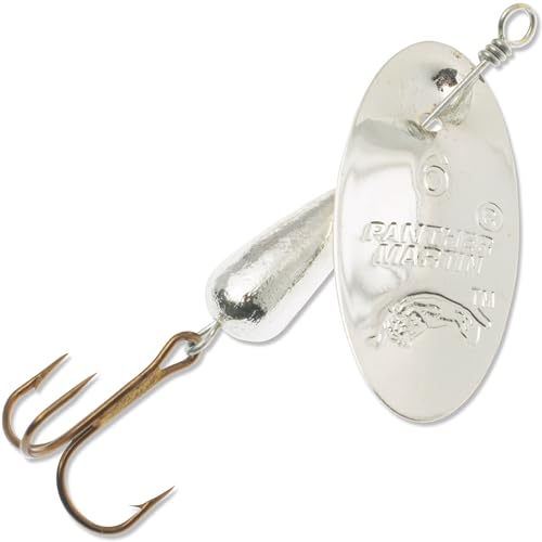 Panther Martin PMAS_6_ Classic All Silver Fishing Spinner, Silver, 1/4 oz