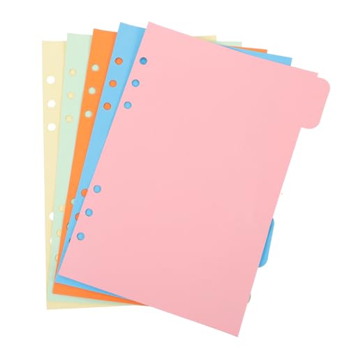 MAGICLULU A5 Binder Dividers 5 Colored Tab Index Sheets for 6 Ring Loose Leaf Organiser Notebook Planner Accessories