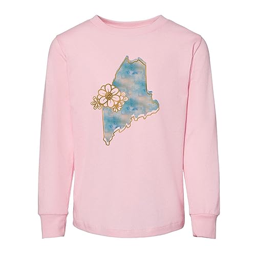 Watercolor Maine Toddler Kids Long Sleeve T-Shirt