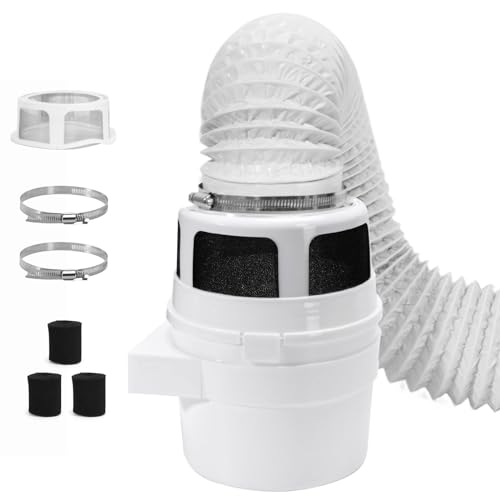 Upgraded Version - VIWINVELA 3 IN 1 Indoor Dryer Vent Kit with Silver Dryer Vent Hose - Dryer Lint Catcher Water Filter Bucket - Dryer Lint Trap for Electric Dryer