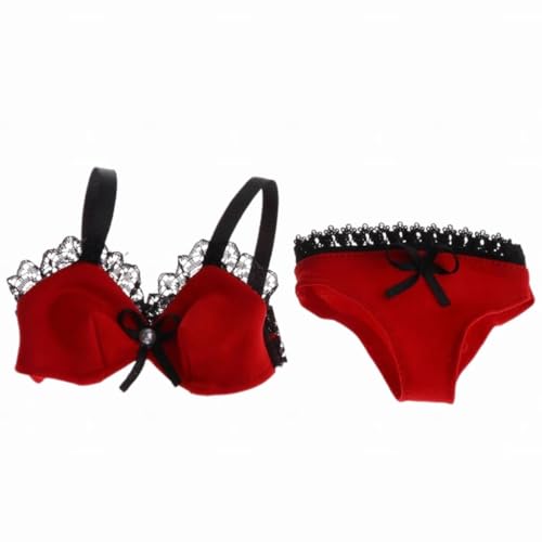 1/3 BJD Doll Lace Lingerie Set Red Bra and Panties Outfit for SD Ball Jointed Dolls Fashion Dress-Up Accessories