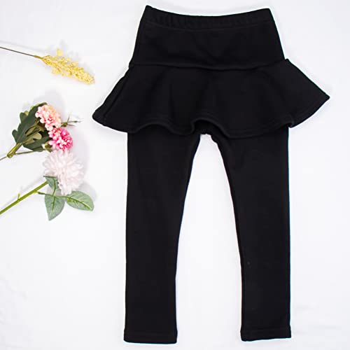 Toddler Girls Fleece Lined Leggings with Skirt Winter Warm Elastic Velvet Stretchy Thick Tutu Footless Tights Pants4