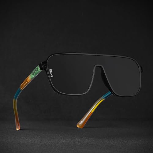 Image of Eyewearlabs OKNO | Polarized Over-Sized Unilens Rectangular Branded Stylish Sunglasses For Men & Women | 100% UV Protection Shades | Cricket Sports Cycling Driving | RYFT