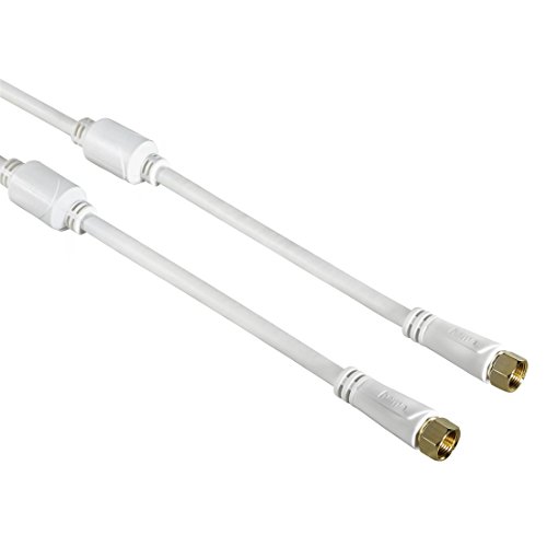 SAT-Anschlusskabel (F-Stecker auf Stecker, vergoldet, 5m, 100dB) weiß