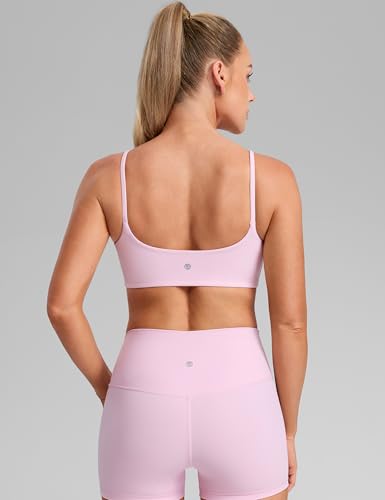 Image of CRZ YOGA Butterbreeze Scoop Neck Sports Bras | Medium Support, Removable Pads, Training, Fast Dry, Spaghetti Straps, U Back, for Women