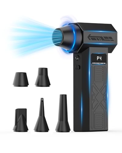 MiaEpic Compressed Air Duster - Rechargeable Electric Air Blower for Keyboard Camera PC Vents Car Interiors & Home Outdoor Dusting - 280 000 RPM 5 Nozzles 4 Speeds Fast Charging