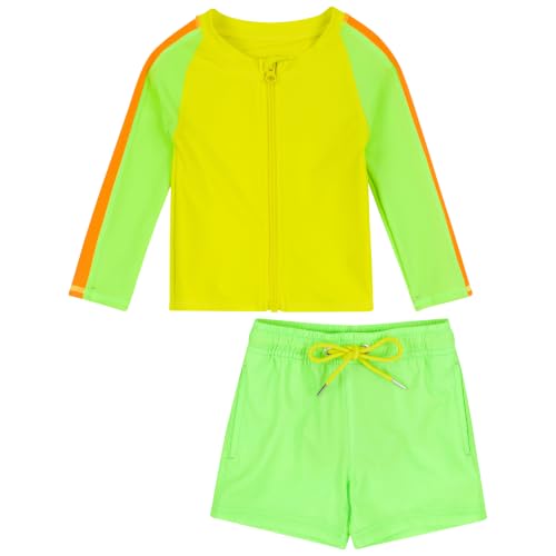 Image of SwimZip Boys' Long Sleeve Rash Guard & Swim Shorts Set - UPF 50+ Sun Protection