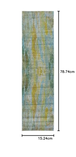 Image of Unique Loom Jardin Collection Vibrant Abstract Turquoise Runner Rug (2' 7 x 10' 0)