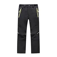 Kids Waterproof Trousers Fleece Lined Boys Girls Children Winter Thermal Softshell Pants for Ski Walking Hiking Snow Outdoor Ski Boys Pants Age 4-12Years Black