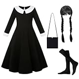 LGZIN Kostüm Kleid,Schwarz Gotisch Kostüm mit Familie Cosplay Outfit für Karneval Halloween (140)