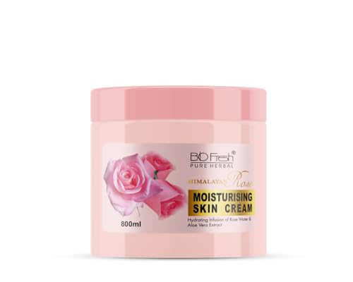 Image of BIOFRESH HERBALS Body Cream - Himalayan Rose Deep Intense Moisturizing Cream Non-Greasy with 24-Hour Hydrating for Soft Dry Skin (800ml, Pack of 1)