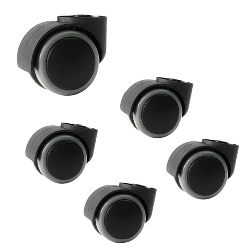 IMUNKT 5 Stück Bürostuhlrollen Ohne Stift, 50mm Ersatzrollen Hartbodenrollen, Leise Lenkrollen Polyurethan Für Drehstühlen, Lochdurchmesser 8mm(Grey)