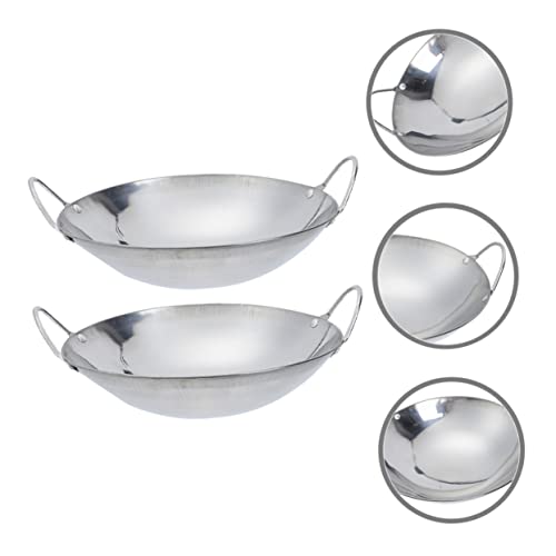 Wok de acero inoxidable con doble asa 2 piezas miniatura 4