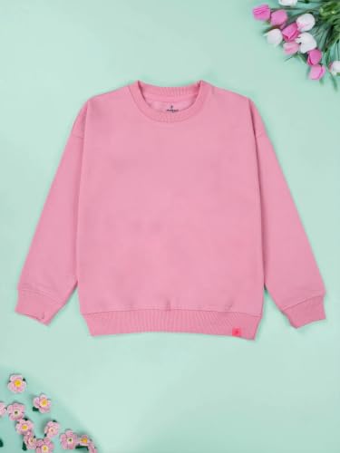 Image of KiddoPanti Boys Solid Round Neck Full Sleeve Fleece Sweatshirt | 60% Cotton 40% Polyester | Soft Warm Winter Pullover | Ribbed Cuffs & Hem | Casual Winter Sweatshirt for Kids
