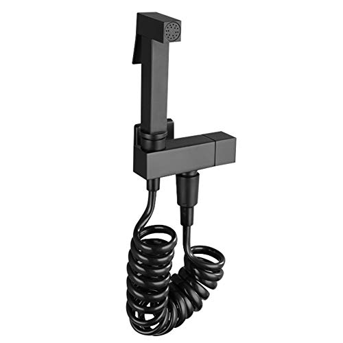 Bidet Handbrause Schwarz Hand Sprühgerät Multifunktionales Kupfer Bidet Wand WC Schlauchventilhalterung für Badezimmer Badreinigung Push on Bidet für das Home Hotel Cover