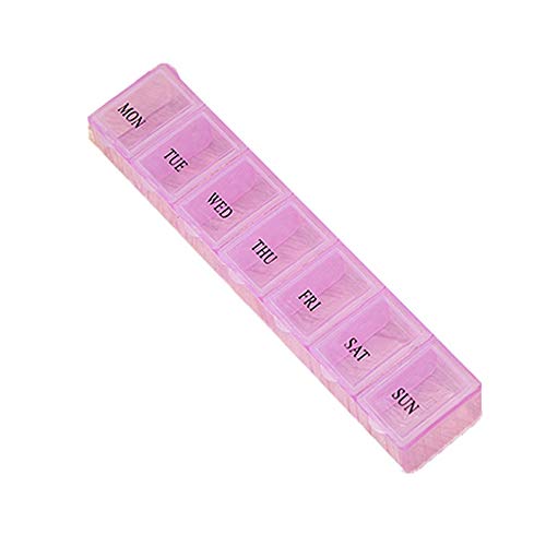 Portable 7 Lattice Weekly Medicine Pill Box Portable Size Travel Medicine Holder Tablet Storage Case Container- Pink