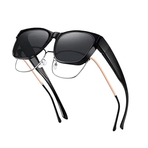 Polarized Sunglasses Fit Over Glasses for Women and men, Oversized Square Sun Glasses UV400 Protection Shades