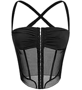 BEAUDRM Women's Solid Asymmetrical Hem Backless Crop Tank Tops Sleeveless Casual Zipper Slim Fit ...