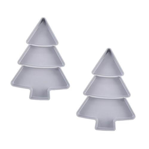 2Pcs Christmas tree ceramic tray plastic salad bowls mini dessert plates ceramic candy plate Compartment Snack Serving Tray Christmas Fruit Tray plastic fruit bowl food