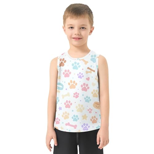 JUNZAN Dog Paws Children Athletic Tank Tops Sleeveless Teens Vest Kids Sweatshirt for Fitness Travel Swim Swimming 3T2