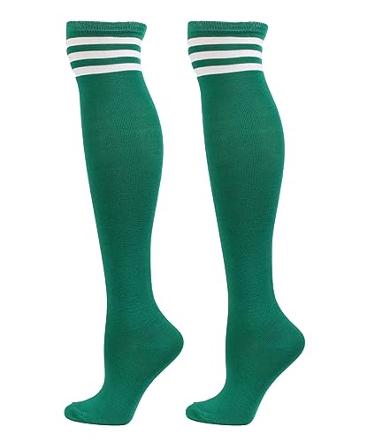 Image of ATHX Women's Knee High Socks Thigh High Socks Triple Stripe over the Knee Socks Long Opaque Thigh High Stockings