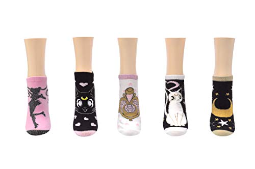 Sailor Moon Glitter Lowcut Socks (5 Pair) - Women's Sparkle Cosplay Gift No Show Socks - Fits Shoe Size: 4-10 (Ladies)2