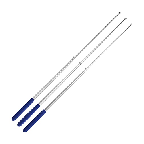 Image of Othmro 3Pcs Hollow Telescopic Teachers Pointer, Teaching Pointer Stick for Classroom, Metal Hand Retractable Pointer Extended Length 63 inch, Handheld Presenter Whiteboard Pointer (Blue)