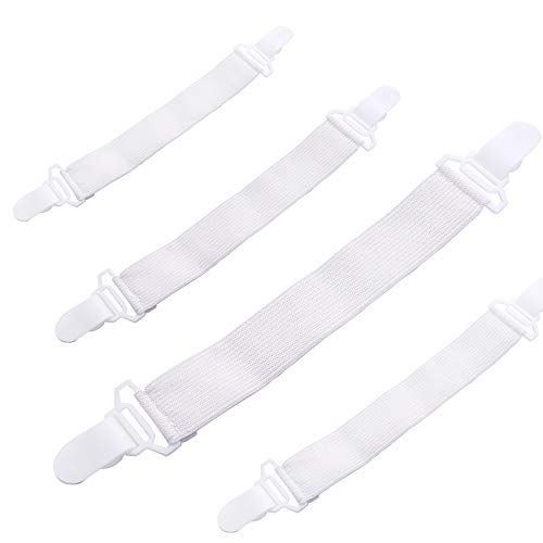 Funda de sábana de cama con pinzas elásticas para colchón, color blanco, 4 piezas de trabajo creativo y exquisito