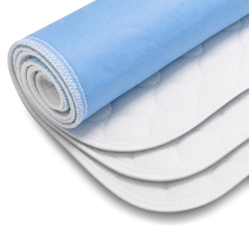Image of 4-Layer Ultra Soft Quilted Bed Pads, 18" x 24" (3 Pack), Heavy Absorbency Underpad, Machine Washable, Mattress Protection for Elderly Seniors, Kid and Pets