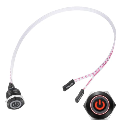 PATIKIL 16mm Bouton pouvoir DEL rouge cheminée métal