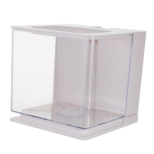 Kisangel ミニ水槽 ポンプ 真空 金魚鉢 魚の掃除道具 動物の水槽 フィーダ の装飾 植物 ネット 満杯 クリーン 蓋 小さな アクリル 水族館 稚魚孵化容器 自動洗浄 白い