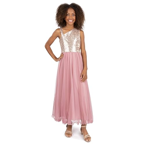 Speechless Girls' Sleeveless Sequin and Mesh Maxi Party Dress