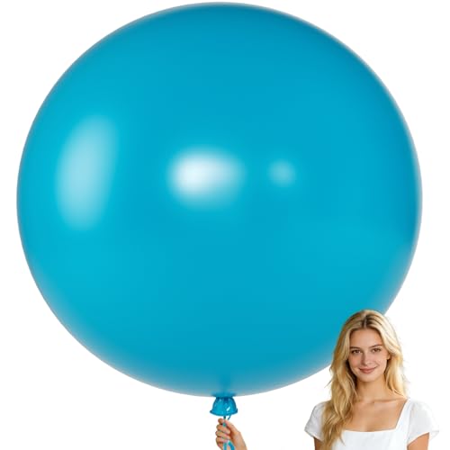 Image of KALOR 9 Pcs 36 Inch Large Aqua Blue Big Giant Round Latex Balloons