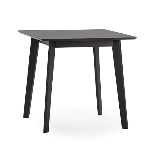 HOMN LIVING Mesa de Comedor Pomago 80x80 cm Color Negro, Madera Maciza, 80 cm (Ancho) 80 cm (Profundo) 75 cm (Altura)
