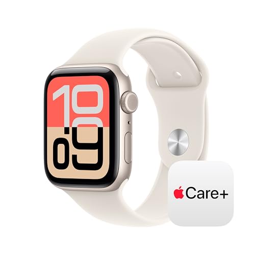 Image of Apple Watch SE 3 [GPS + Cellular 44mm] Smartwatch with Starlight Aluminium Case with Starlight Sport Band - M /L. Fitness and Sleep Trackers, Heart Rate Monitor with AppleCare+ (2 Years)