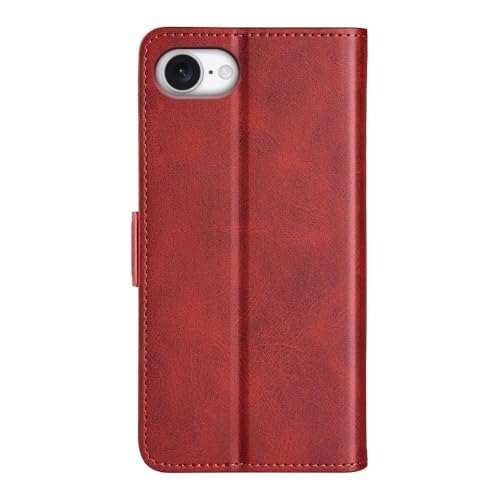 Image of Havilah for iPhone 16e Dual-Side Magnetic Buckle Horizontal Flip Faux Leather Phone Case iPhone 16e Case Cover(Red)